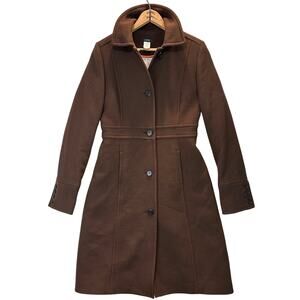 J. Crew Lady Day Coat Women 12 Brown Italian Double Cloth Wool Button Up Classic